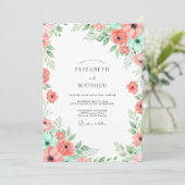 Invitation Coral Mint Botanical Bliss Wedding (Debout devant)