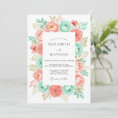 Invitation Coral Mint Romantic Botanical Wedding (Debout devant)