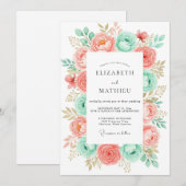 Invitation Coral Mint Romantic Botanical Wedding (Devant / Derrière)
