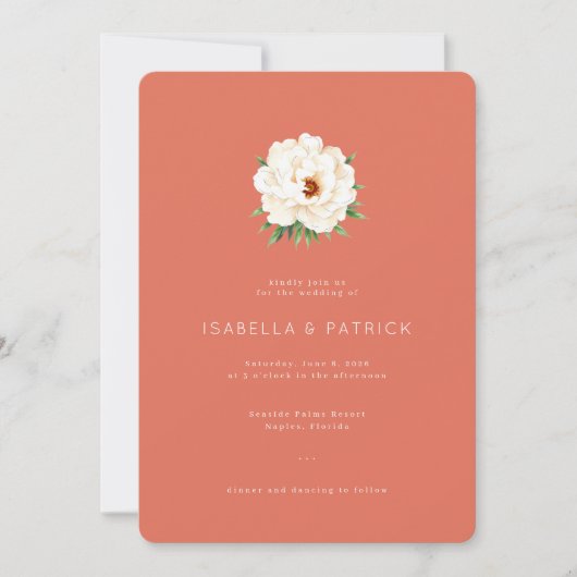 Invitation Coral Moderne Wedding (Devant)