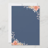 Invitation Coral & Navy Flowers Élégant Dîner de répétition (Dos)