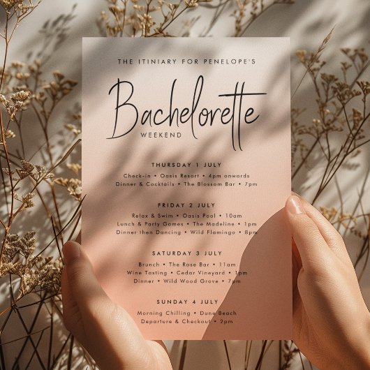 Invitation Coral Ombre | Bachelorette Heekend Itiniary
