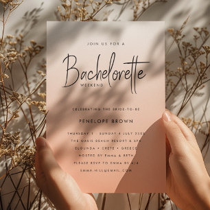 Invitation Coral Ombre   Bachelorette Weekend Peach