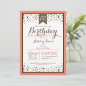 Invitation Coral Orange, Blanc & Taupe fête d'anniversaire mo (Debout devant)