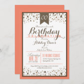 Invitation Coral Orange, Blanc & Taupe fête d'anniversaire mo (Devant / Derrière)