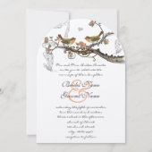 Invitation Coral Orange Grey Rustique Inséparable Mariage Inv (Devant)