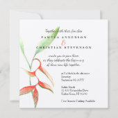 Invitation Coral Orange Heliconia Flower Mariage (Devant)