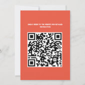 Invitation Coral Orange Jaune Floral Noir Code QR Mariage (Dos)