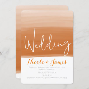 Invitation Coral Orange Melon Aquarelle moderne Mariage de gl