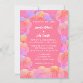 Invitation Coral Orange Saumon rose Floral QR Code Mariage (Devant)