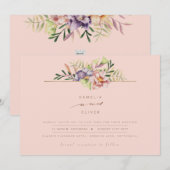 Invitation Coral Peach Summer Floral Wedding Inviter QR (Devant / Derrière)