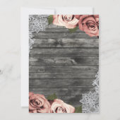 Invitation Coral Pêche Rose Gris Russe Blanc Dentelle Mariage (Dos)