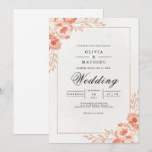 Invitation Coral Petal Wedding (Devant / Derrière)