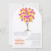 Invitation Coral Pink Lemon Vert Fleur moderne Mariage (Devant)