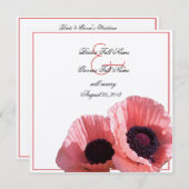 Invitation Coral Pink Poppies (Devant / Derrière)