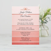 Invitation Coral Pink Ton sur Ton Mariage de poste rayé (Debout devant)