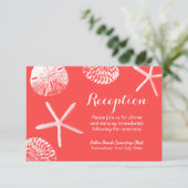 Invitation Coral Red Beach Thème Coquillages Réception de mar (Debout devant)