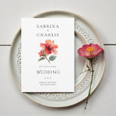 Invitation Coral Red Hibiscus Floral Tropical Wedding