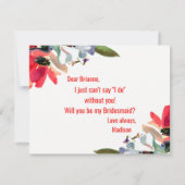 Invitation Coral Red Poppy Floral Serez-Vous Ma Servante D'Ac (Dos)