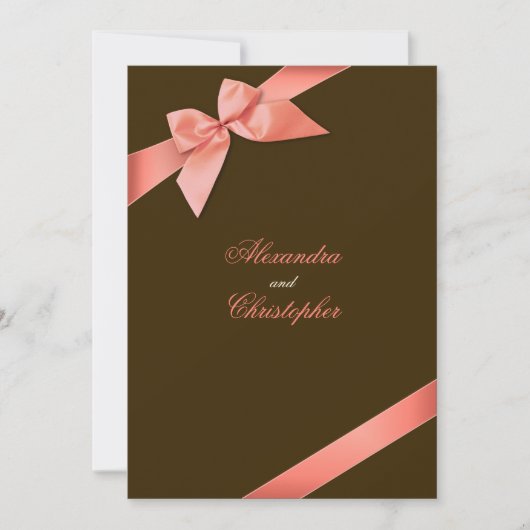 Invitation Coral Red Ribbon Wedding Annocement (Devant)