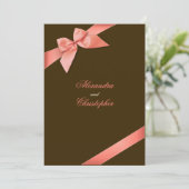 Invitation Coral Red Ribbon Wedding Annocement (Debout devant)