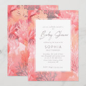 Invitation Coral Reef Baby shower vibrant - rose vif (Devant / Derrière)