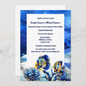 Invitation Coral reef chic bleu papillon plage de poisson (Devant / Derrière)