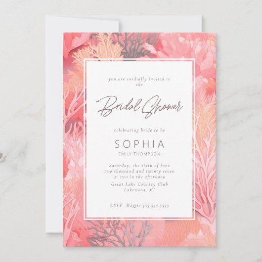 Invitation Coral Reef Fête des mariées vive - rose vif (Devant)