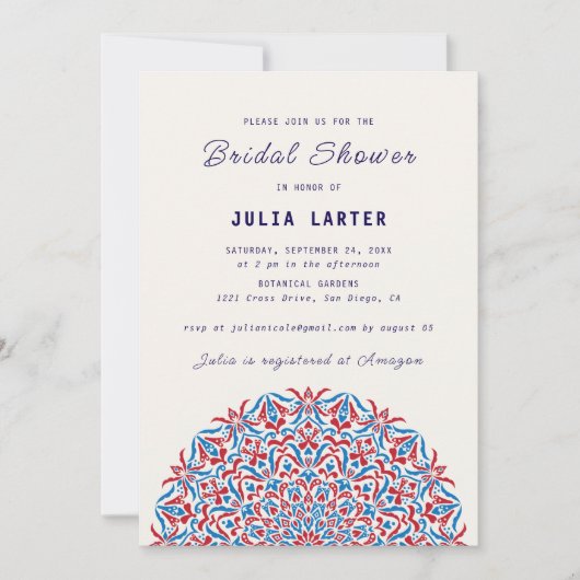 Invitation Coral Reef Marble Stone Mandala Bridal Shower (Devant)