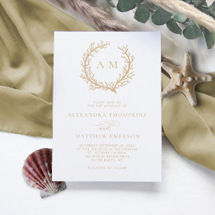 Invitation Coral Reef Nautique Beige Minimal Mariage