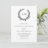 Invitation Coral Reef Nautique gris foncé Mariage minimal (Debout devant)