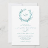Invitation Coral Reef Nautique Verre Bleu Mariage (Devant)