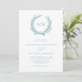Invitation Coral Reef Nautique Verre Bleu Mariage (Debout devant)