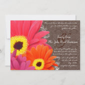 Invitation Coral romantique & Fuchsia Gerber Daisy Mariage (Devant)