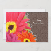 Invitation Coral romantique & Fuchsia Gerber Daisy Mariage (Dos)