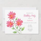 Invitation Coral rose Aquarelle Balises (Devant)