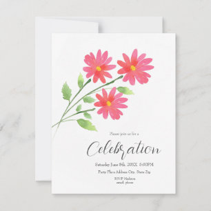 Invitation Coral rose Aquarelle Balises
