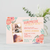 Invitation Coral rose aquarelle Fleur Surprise (Debout devant)