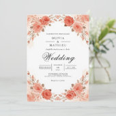Invitation Coral Rose Arch Flora Wedding (Debout devant)