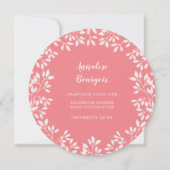 Invitation Coral rose blanc Feuille Cercle Editable Party (Dos)