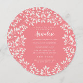 Invitation Coral rose blanc Feuille Cercle Editable Party (Devant / Derrière)
