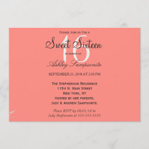 Invitation Coral rose et crème Peinture blanche