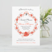 Invitation Coral Rose et Orange fleuri wreath douche nuptiale (Debout devant)