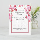 Invitation Coral Rose Floral Aquarelle Partie de graduation (Debout devant)