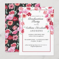 Coral Rose Floral Aquarelle Partie de graduation