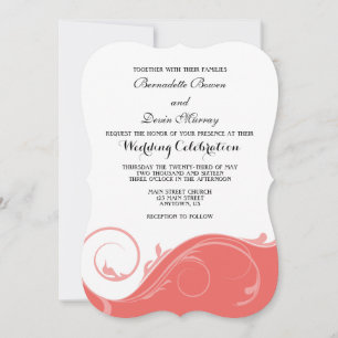 Invitation Coral rose floral bracelet mariage invite