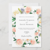 Invitation Coral rose florales script mariage (Devant)