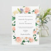 Invitation Coral rose florales script mariage (Debout devant)
