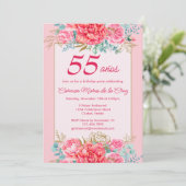 Invitation Coral rose Florals Espagnol 55ème anniversaire (Debout devant)