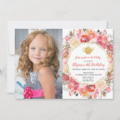 Invitation Coral rose pâle Fleur de thé fête d'anniversaire (Devant)